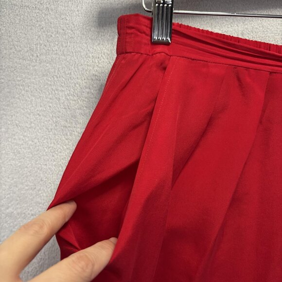 Vintage 90s 100% Silk Pleated Pants Womens 10 Red High Rise Christmas Holiday - Picture 10 of 16
